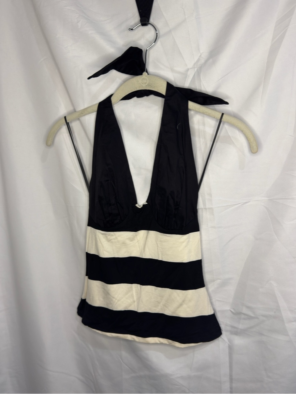 Black and White Striped Halter Tank Top
